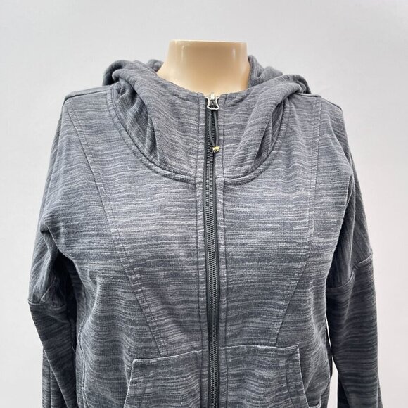 Athleta Tiger Terry Zip-Up Hoodie Heathered Gray Cinch Waist Sweatshirt Women XS - Picture 12 of 13